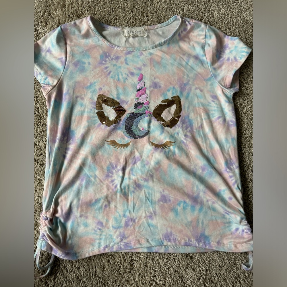 Unicorn cotton candy tie dye tee